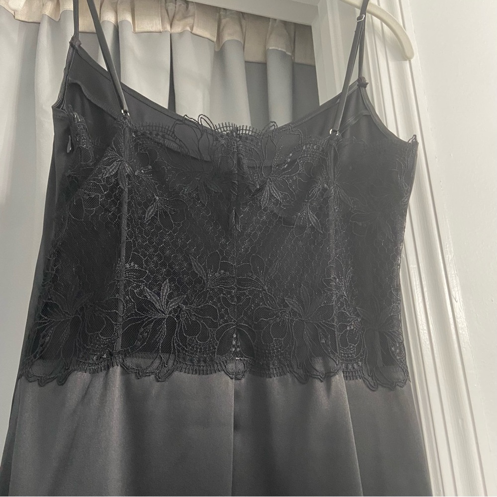VICTORIA’S SECRET Black Satin Lace Mini Slip Dress Medium - Picture 4 of 6
